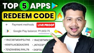 Top 5  Free Redeem Code App 2024  Google Play Redeem Code  Free Redeem Code [upl. by Ahsaercal]