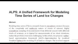 ALPS A Unified Framework for Modeling Time Series of Land Ice Changes [upl. by Alyahsal898]