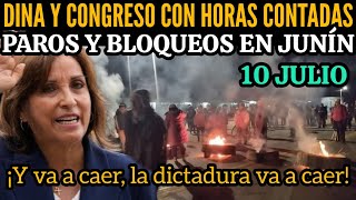 PUEBLO SE LEVANTA CONTRA LA DICTADURA DE DINA Y EL CONGRESO PARO Y BLOQUEOS EN JUNÍN  10 JUL [upl. by Lenahtan537]