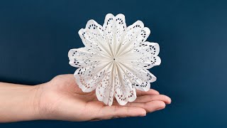 3D Snowflake from Doily  Christmas Crafts  Paper Snowflakes Decorations [upl. by Llerahs]