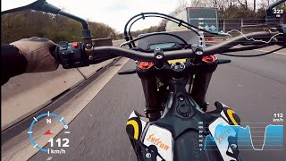 Riding SURRON Storm Bee on the highway GPS top speed and real electric motorcycle sound [upl. by Essyla466]