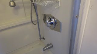 OLD TUB SHOWER VALVE LEAKING WATER REPLACED [upl. by Chelsae]