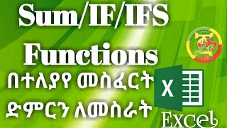 how to use SUM SUMIF and SUMIFS excel formula Amharic tutorial [upl. by Aliuqaj]