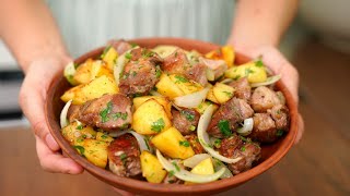 Шашлык больше не нужен САМОЕ вкусное МЯСО с картошкой на сковороде Вариация грузинского Оджахури [upl. by Amer]