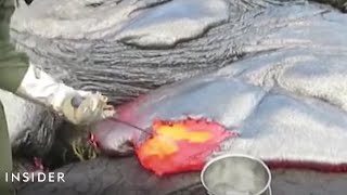 How Geologists Collect Lava Samples From Volcanoes [upl. by Islean423]