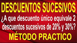 PORCENTAJES  Descuentos Sucesivos  20  30 es igual a  Usando TRUCO  Explicado Paso A Paso [upl. by Walters]