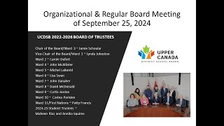 UCDSB Board Meeting  September 25 2024 [upl. by Ahsienat23]