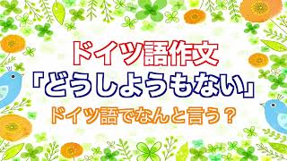 【ドイツ語作文６】「どうしようもない」はドイツ語で？ [upl. by Sheldon]