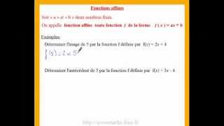 3eme cours de maths sur les fonctions affines definition et calculs [upl. by Rebliw]