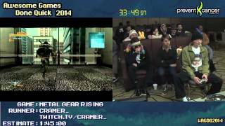 Metal Gear Rising Revengeance SPEED RUN 12303 Hard Live at AGDQ 2014 [upl. by Vasti]