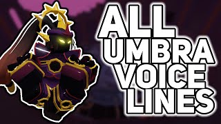 All of Umbras Voice Lines  Tower Defense Simulator [upl. by Leacock955]