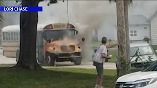 Florida school bus driver saves 40 students from fire [upl. by Otxilac417]