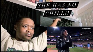 Jazmine Sullivans AMAZING National Anthem before World Series Game 5  CRAZY REACTION 🫣 [upl. by Egide]