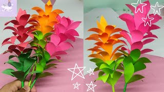 HOW TO MAKE COLOUR PAPER FLOWER  paper flower stick  paper flower making diy craft flower [upl. by Lefton]