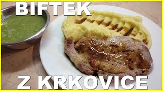 Biftek z vepřové krkovice s bramborovou kaší s česnekem [upl. by Oza]