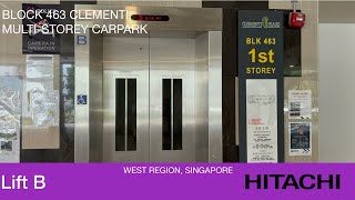 HDB Block 463 MSCP Clementi  Hitachi Elevator Lift B 🚘 [upl. by Lyrahs]