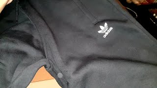 Adidas Essentials Black Trefoil Joggers Unboxing And Review [upl. by Betti174]