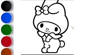 How to draw my melody💓💞  Sanrio  cute easy melody drawing tutorials  easy melody drawing [upl. by Yenrab]