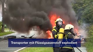 Kleintransporter explodiert Feuerwehr und Anwohner im Videointerview [upl. by Meluhs]