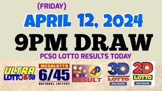 Lotto Result Today 9pm draw April 12 2024 658 645 4D Swertres Ez2 PCSOlotto [upl. by Kiyoshi]