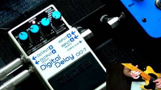 BOSS DD7 Digital Delay Pedal in Stereo with Two Amps [upl. by Rawde]