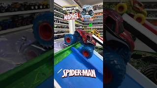 monsterjam Toy MonsterTruck race  Viewer request 692  Marvel SpiderMan 🆚 IronMan Battle [upl. by Yand]