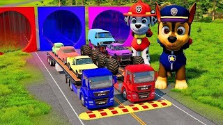 TRANSPORTING PIXAR CARS amp FRUITS WITH COLORED amp JOHN DEERE vs CLAAS vs TRACTORS  BeamNGdrive 962 [upl. by Nido296]