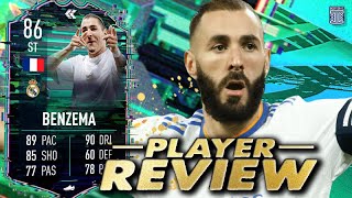 86 FLASHBACK BENZEMA PLAYER REVIEW FLASHBACK BENZEMA  FIFA 22 ULTIMATE TEAM [upl. by Pepper845]