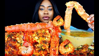 KING CRAB SEAFOOD BOIL MUKBANG  SEAFOOD MUKBANG  DESHELLED SEAFOOD BOIL  LOBSTER  ASMR EATING [upl. by Ainehs]