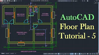 AutoCAD Floor Plan Tutorial for Beginners  5 [upl. by Dowlen]