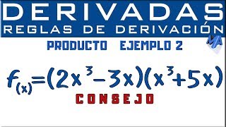 Derivada de un producto  Ejemplo 2 consejo [upl. by Hobbie]