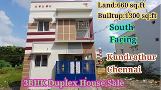 660 sqft3bhk Duplex House salekundrathur Chennai Ct7200520085 southfacing 3bhkduplex house [upl. by Fuhrman]