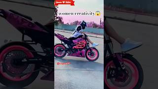 Lets women creativity👌😱 race racelover ktmduke bikelovers trending shorts bikestunt status [upl. by Neau]