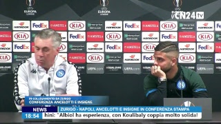 Europa League ZurigoNapoli Carlo Ancelotti e Lorenzo Insigne in conferenza stampa [upl. by Acnoib]