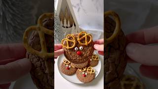 Reindeer brownie cookies browniecookies cookies chocolate baking [upl. by Norraj]