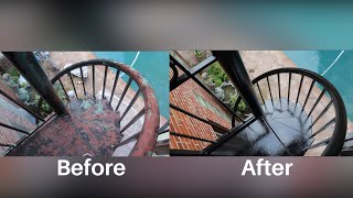 Metal hand rail amp staircase restoration I How to repaint old metal [upl. by Clemen]