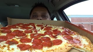 Eating Little Caesars Pizza Extra Most Bestest  Eating Show [upl. by Lemar]