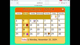 Starfall Daily Calendar  November 25 2024 [upl. by Kester]