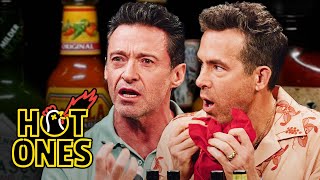 Ryan Reynolds and Hugh Jackman Go Claws Out While Eating Spicy Wings  Hot Ones [upl. by Laram]