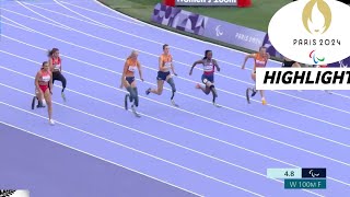 Paralympic Athletics Womens 100m Highlights 2024  Jong Leads Netherlands Gold Silver Barnzo [upl. by Doloritas]