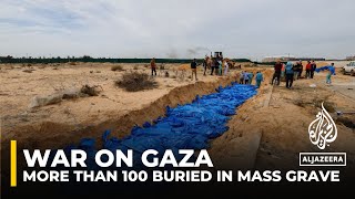 More than 100 Palestinians buried in mass grave in Gaza’s Khan Younis [upl. by Matt307]