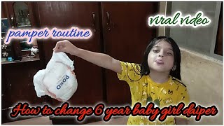 How to change 6 year baby girl daiperlchange 6 year old wearing diapergirls wearing baby diapers [upl. by Diantha]