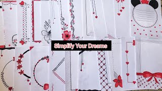 50 RED ❤️❤️BORDER DESIGNSPROJECT WORK DESIGNSCORNER AND SIDE BORDER DESIGNS [upl. by Naillig]