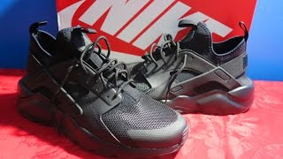 NIKE AIR HUARACHE RUN ULTRA BLACK UNBOXING amp ON FEET [upl. by Nahtaneoj354]