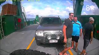 Exiting barge at high tide Inskip Point to Fraser Island [upl. by Aynwat390]