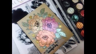 Altenew Beautiful Day Card Tutorial  Easy Watercoloring with Finetec Pearl Colors [upl. by Neelyad]