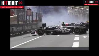 Sergio Perez BIG Crash  F1 2024 Monaco Grand Prix [upl. by Nwahsram]