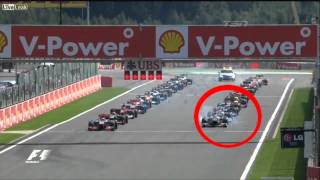 Belgian GP  Pastor Maldonado Jump Start [upl. by Gris]