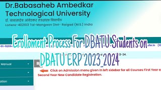 Erolloment Process For DBATU Students  Erollomennt  Renewal  DBATU ERP 2023  234 Year  Regula [upl. by Daugherty296]