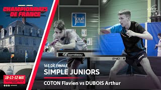 COTON Flavien vs DUBOIS Arthur  116  FRANCE JUNIORS 2024 [upl. by Cheung]